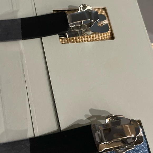 Sunday state denim & faux straw set of 2 hair bows, New w/ tags, Great for Fall - Picture 6 of 6